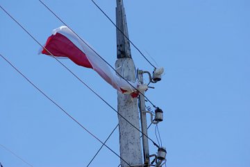 Бел-чырвона-белы сцяг у цэнтры Віцебска. Фота Сержука Серабро