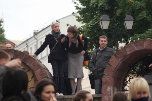 Дворык віцебскай ратушы апанавалі street-art мастакі. Фота Сержука Серабро