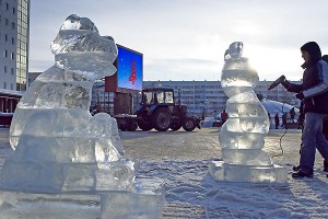 Ледзяныя скульптуры ў Віцебску. Фота Сержука Серабро