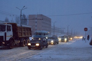 Витебск: метель над городом, пробки на улицах. Фото Сергея Серебро