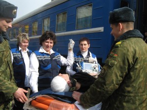 В Витебске прошли учения по обеспечению безопасности на железнодорожном транспорте. Фото Натальи Партолиной