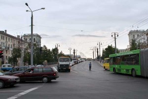 Огромная пробка в центре Витебска. Фото Сергея Серебро