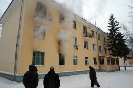 Пажар на Лакаматыўнай у Віцебску. Фота Сержука Серабро