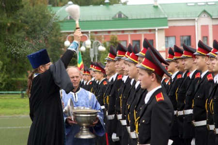 Торжественный церемониал открытия Витебского кадетского училища в поселке Лужесно под Витебском. Фото Сергея Серебро