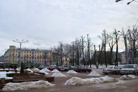 В парке рядом с железнодорожным вокзалом в Витебске идет тотальная обрезка деревьев. Фото Сергея Серебро