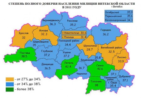 Степень полного доверия милиции в Витебской области в 2011 году. Инфографика uvd.vitebsk.by