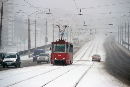 Апрельская метель в Витебске. Фото Серегея Серебро