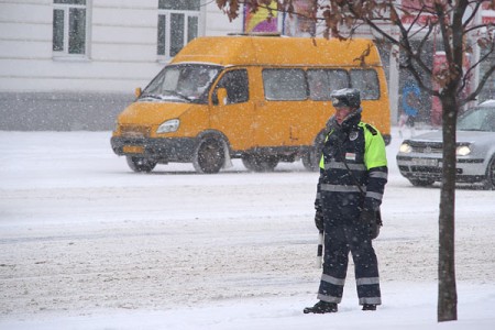 В День снега на Витебск обрушился сильный снегопад. Фото Сергея Серебро
