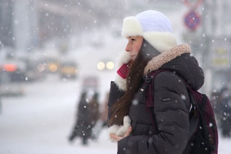 В День снега на Витебск обрушился сильный снегопад. Фото Сергея Серебро