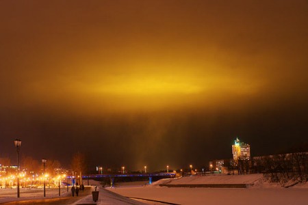 Апакаліптычная атмасферная з’ява над Віцебскам. Фота Сержука Серабро