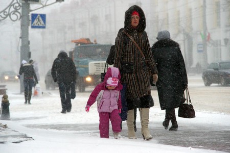 Снежный шторм «Хавер» захватил Витебск. Фото Сергея Серебро