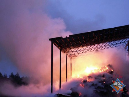 В Сенно сгорело 533 тонны льнотресты. Фото МЧС