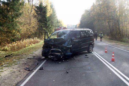 У деревни Усовики Лепельского района «Opel Vectra» столкнулся с «Mercedes-Benz Vito». Фото МЧС