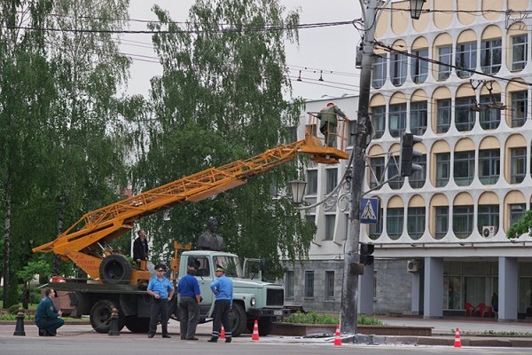 В центре Витебска сгорел светофор. Фото Сергея Серебро