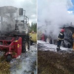 На поле под Витебском загорелся комбайн