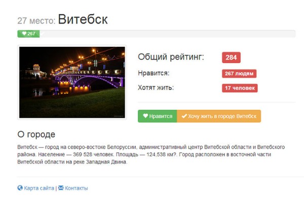 Витебск находится на 28 месте в интернет-рейтинге городов Беларуси