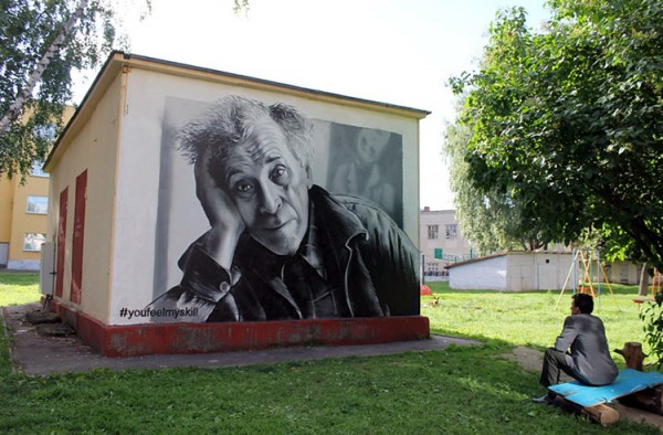 В Витебске появилось граффити с портретом Марка Шагала. Фото Юрия Шепелева