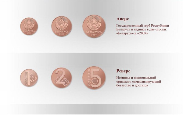 Монеты в 1, 2 и 5 копеек