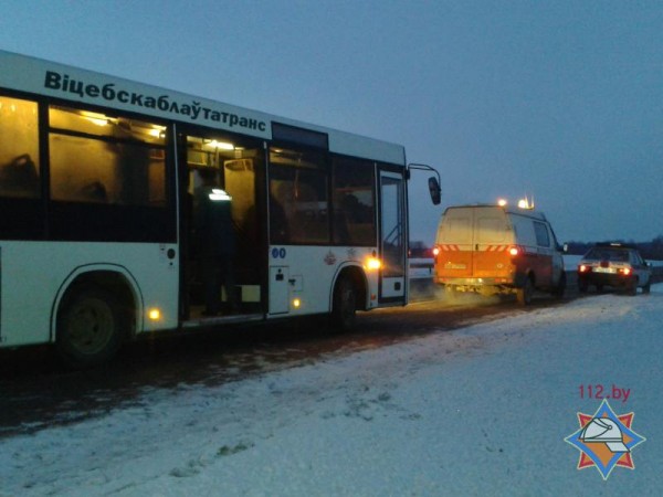 45 человек оказались в заглохшем автобусе посреди дороги в Оршанском районе. Фото МЧС