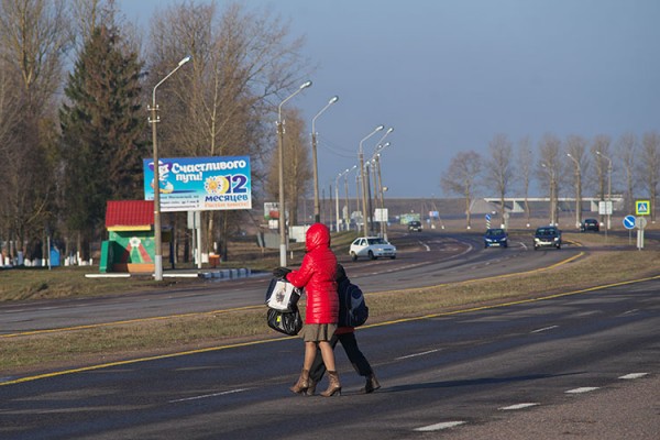 Школьники из Бителево и Мишково по дороге на занятия. Фото Срегея Серебро