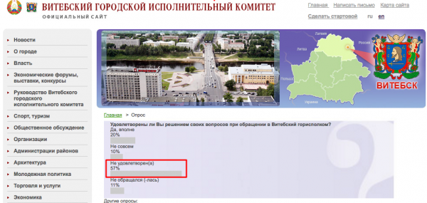 Более половины обратившихся в Витебский горисполком не удовлетворены решением своих вопросов