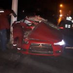 В Орше «Mitsubishi Lancer» врезался в фонарный столб, пассажир в больнице