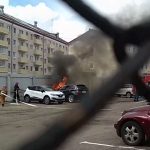 В Новополоце сгорела «BMW X5». Видео пожара