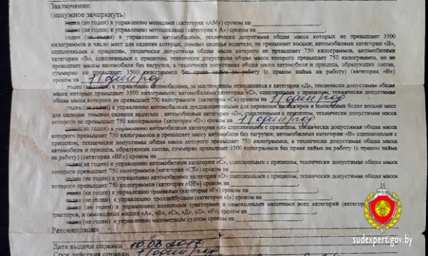 Житель Витебска подделал дату в медсправке для техосмотра, ему грозит уголовная ответственность. Фото УГКСЭ