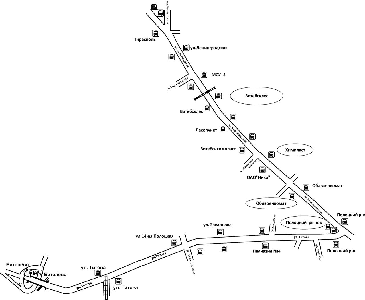 Карта транспорта в витебске