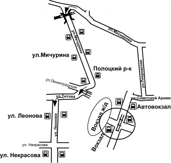 Схема движения автобусов маршрутов № 44