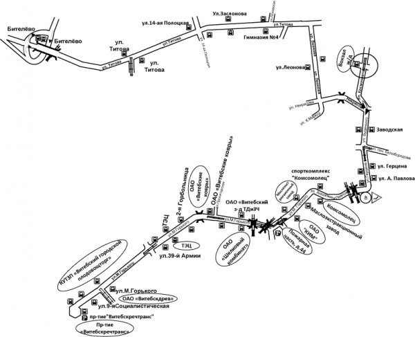 Схема движения автобусов маршрутов № 8