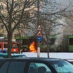 В Витебске загорелся городской автобус. Видео + фото