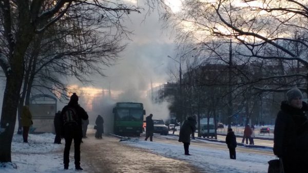 В Витебске загорелся городской автобус. Фото Nika Ostin / vk.com/typical_vitebsk