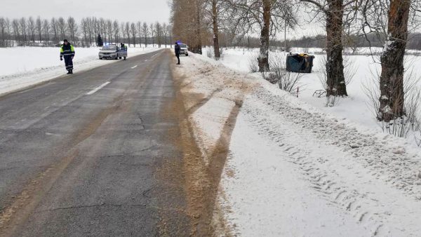 Два пассажира такси попали в больницу, после того, как оно вылетело в кювет и врезалось в дерево под Витебском. Фото ГАИ