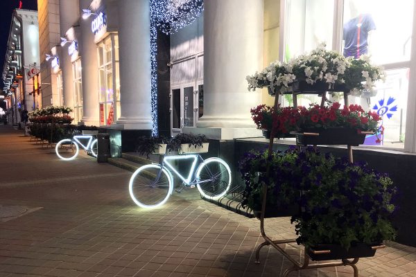 Необычные велоцветники появились в Витебске, а ночью они светятся.  Фото Сергея Серебро