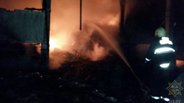 Девять телят сгорело в результате пожара сенохранилища в Шарковщинском районе. Фото МЧС