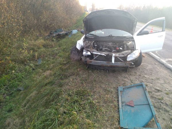 Водитель мотоблока погиб в результате столкновения с легковушкой в Браславском районе. Фото ГАИ