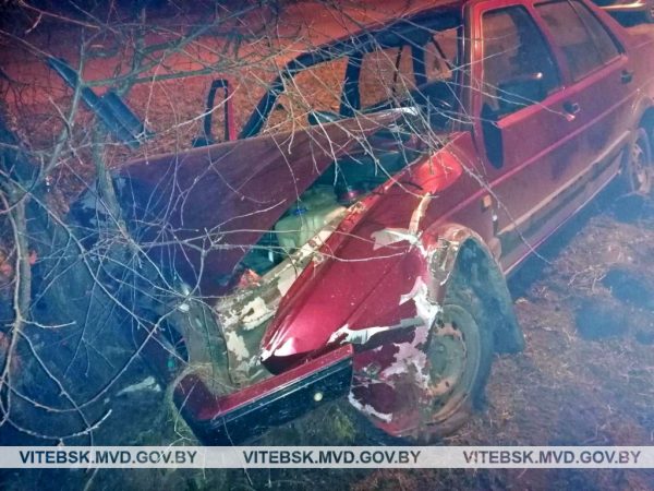 Погоня милиции за угнанным «Volkswagen» в  Полоцке закончилась тем, что угонщики вылетели в кювет. Фото УВД Витебского облисполкома