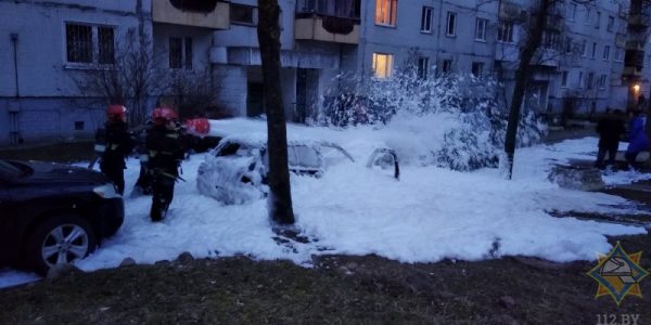 Легковушка сгорела на улице Терешковой, еще одна повреждена. Фото МЧС