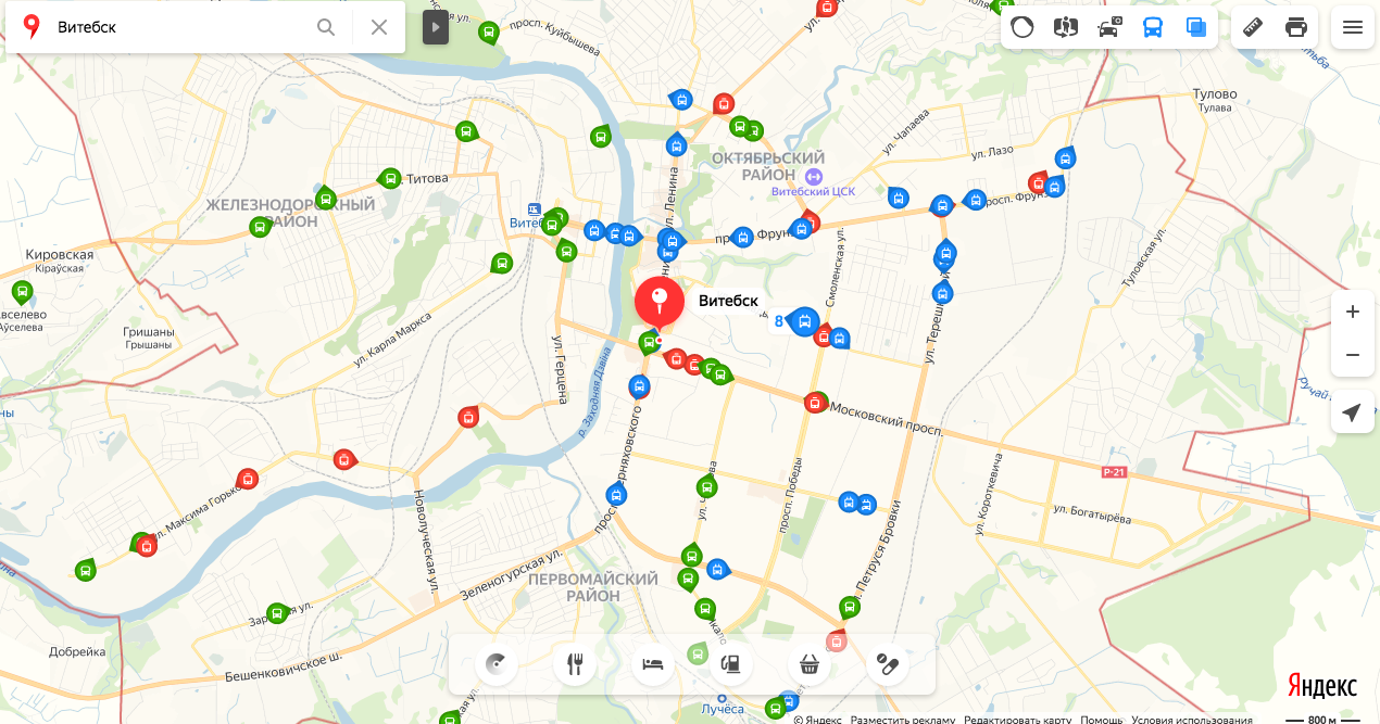 Карта движения транспорта витебск онлайн