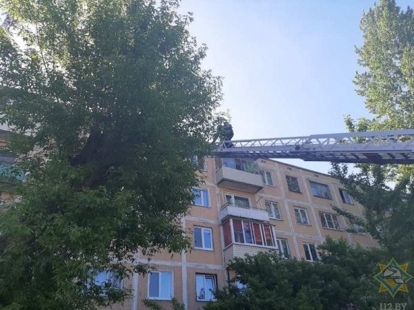 В Витебске пожарные спасли пенсионерку, жившую над загоревшейся квартирой. Фото МЧС