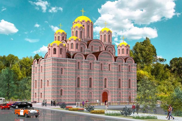 Вид на будущий Софийский собор в Витебске с севера