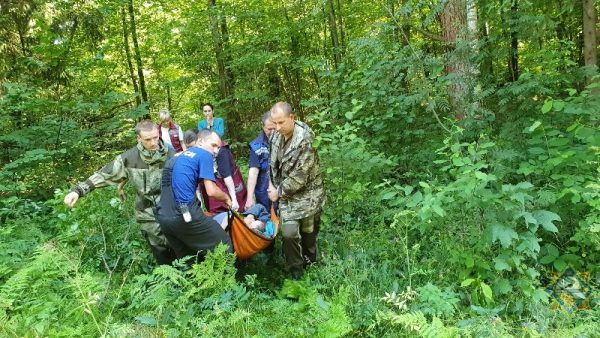 Под Витебском женщина пошла за ягодами в лес и упала с инсультом, «скорая» не могла до нее добраться. Фото МЧС