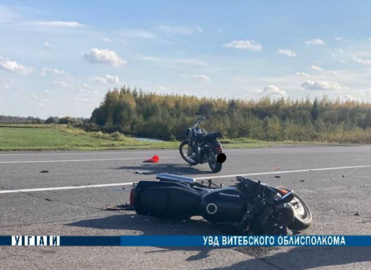 Под Витебском столкнулись два байкера, оба с травмами в больнице. Фото ГАИ