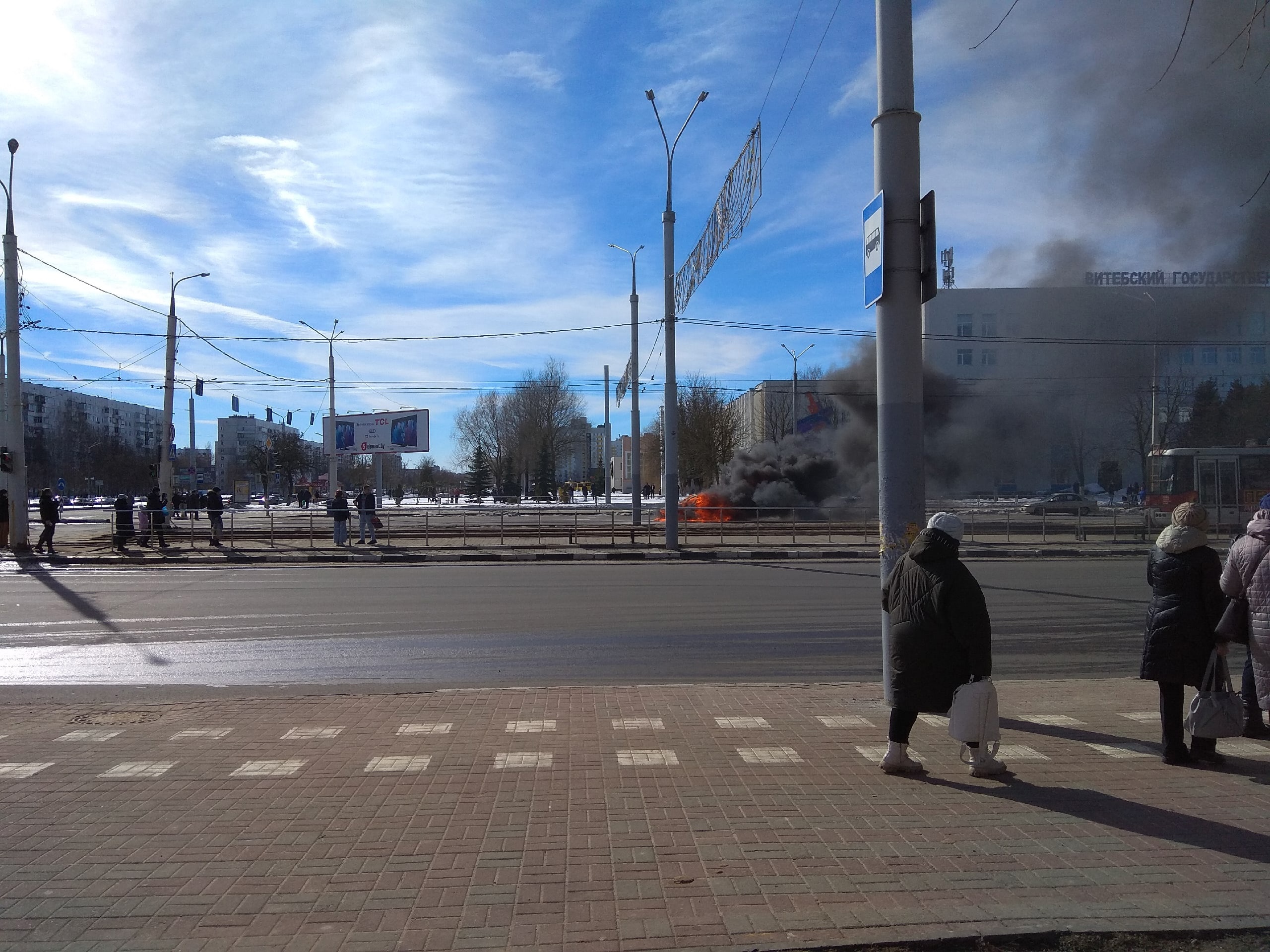 В Витебске среди бела дня сгорело такси. Courthesy photo