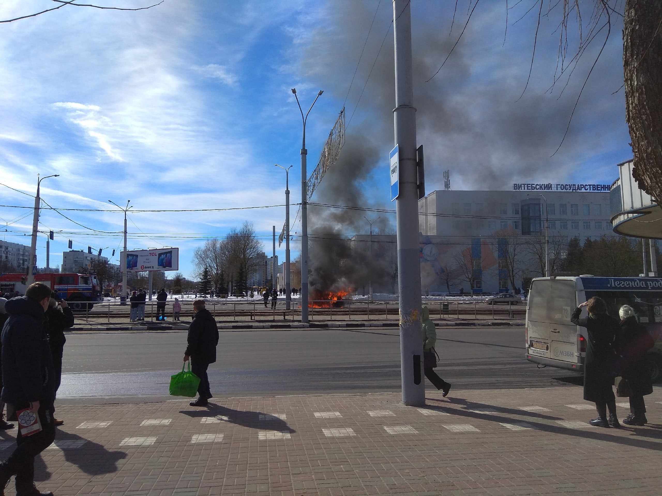 В Витебске среди бела дня сгорело такси. Courthesy photo
