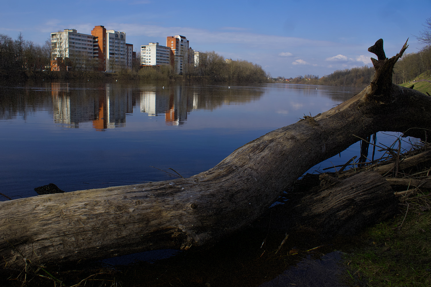 Двина запотила в Витебске набережную, пешеходный мост и скульптуру в устье Витьбы. Фото Сергея Серебро