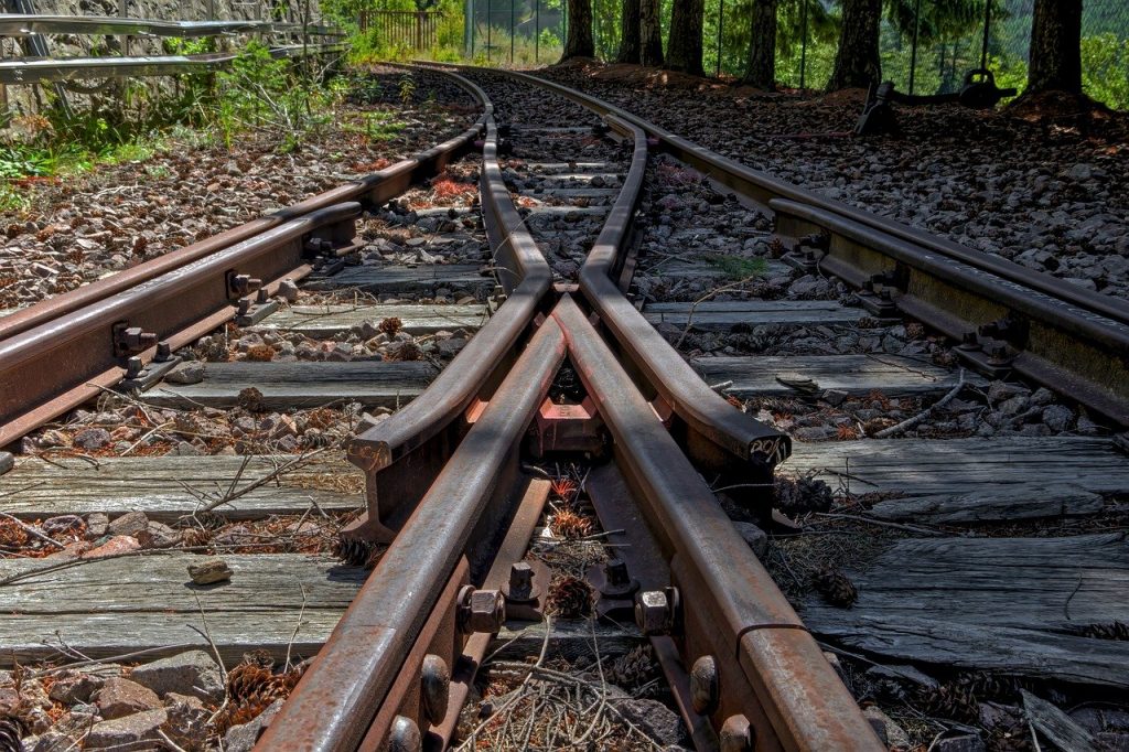 Железная дорога в лесу, рельсы. Фото pixabay.com