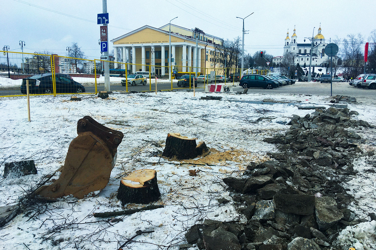 Под топоры пустили часть березовой аллеи возле гостиницы «Витебск» |  Народные новости Витебска