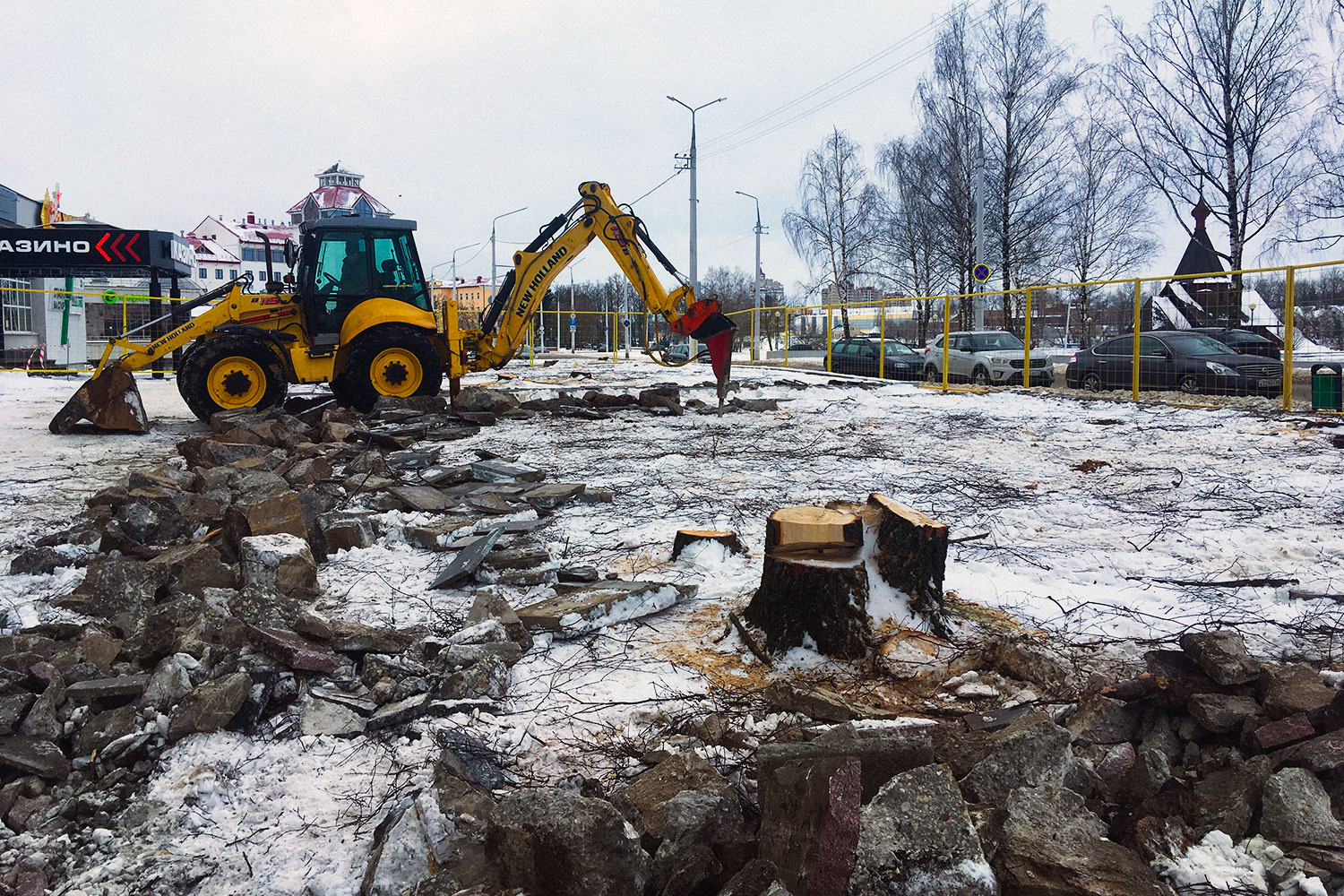 В Витебске под топоры пустили часть березовой аллеи возле гостиницы «Витебск »